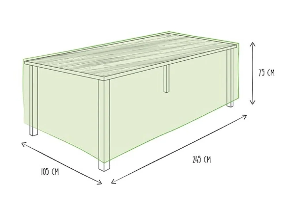 Outdoor-Tischabdeckung 245 x 105 x 75 cm, wasserdicht und UV-beständig, schwerer Gartenmöbelschutz für Tische bis 240 cm, langlebiger Wetterschutz gegen Regen, Schmutz und Sonne