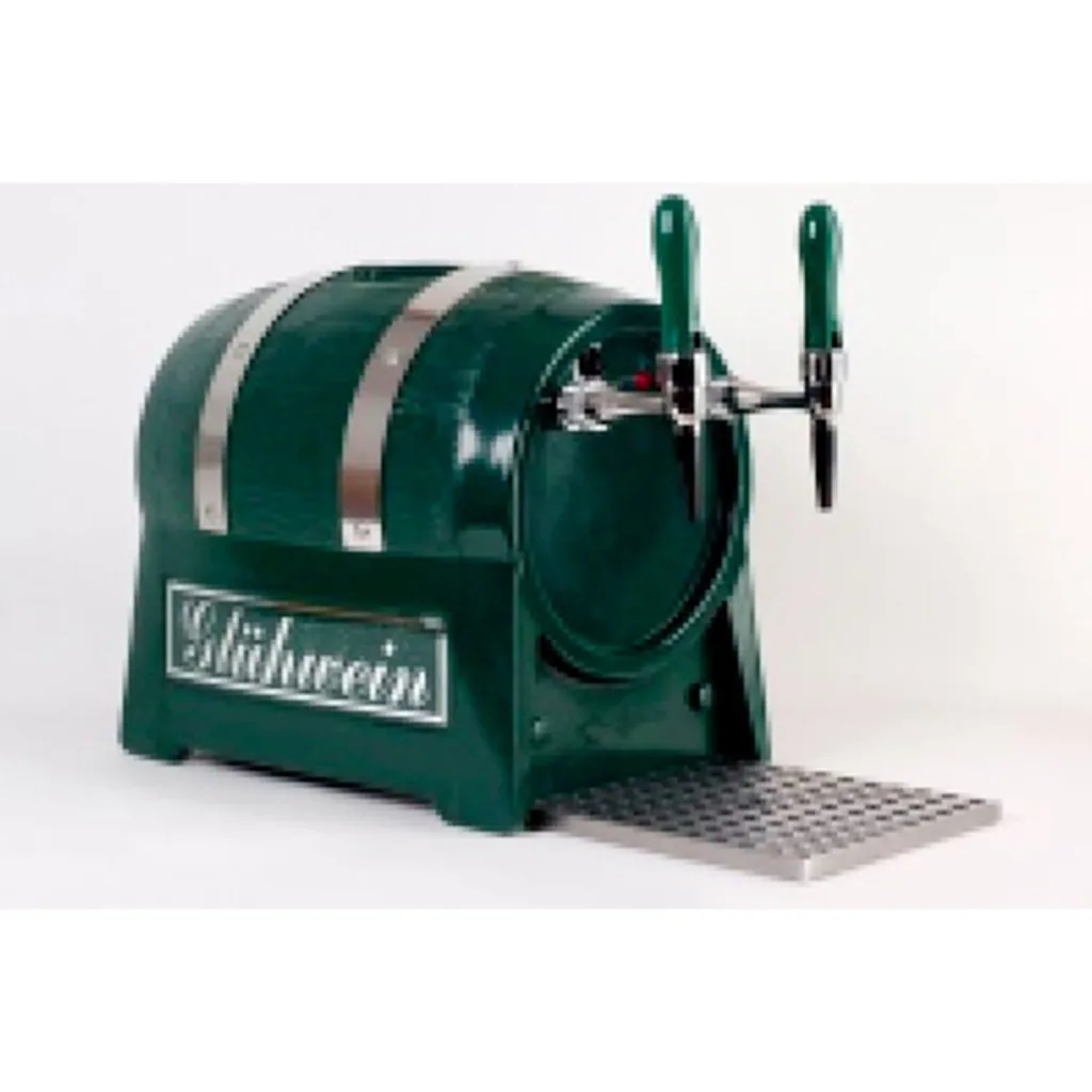 Glühweinautomat, Glühweinwärmer, Glühweinzapfanlage - Getränke-Durchlauferhitzer 3kW, Fassform, 2-leitig, mit elektrischer Pumpe