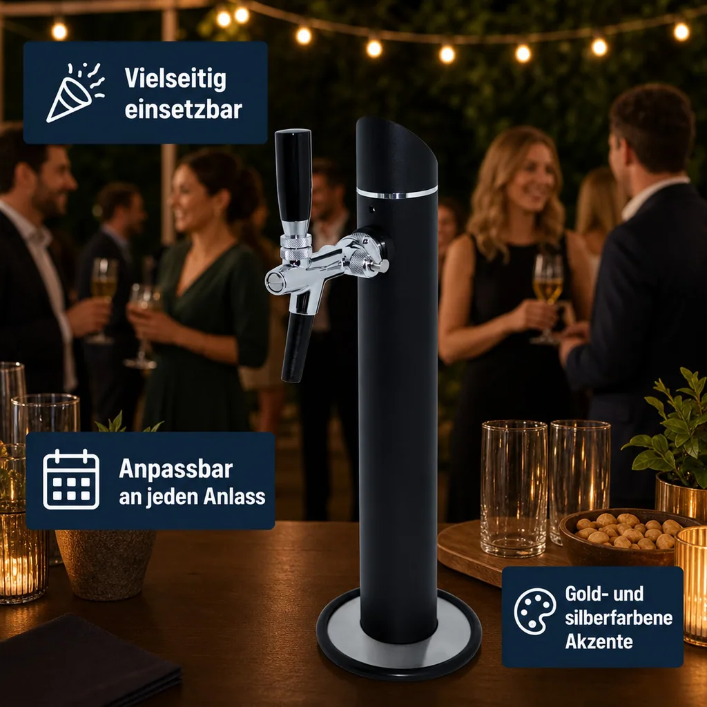 Schanksäule, Bierzapfsäule - Modell Black Tower, 1-leitig, mit Zierflansch