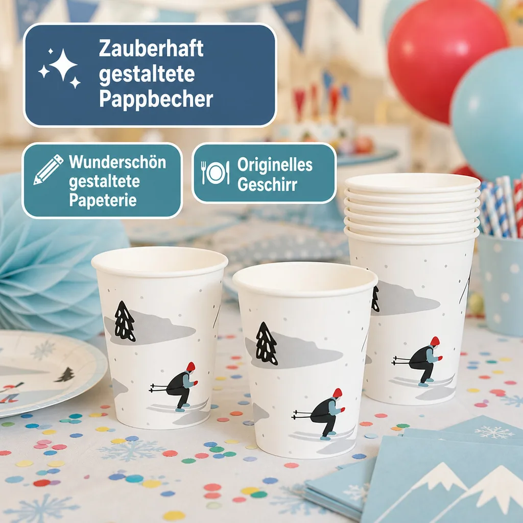Ava & Yves Pappbecher Set Ski Fahrer