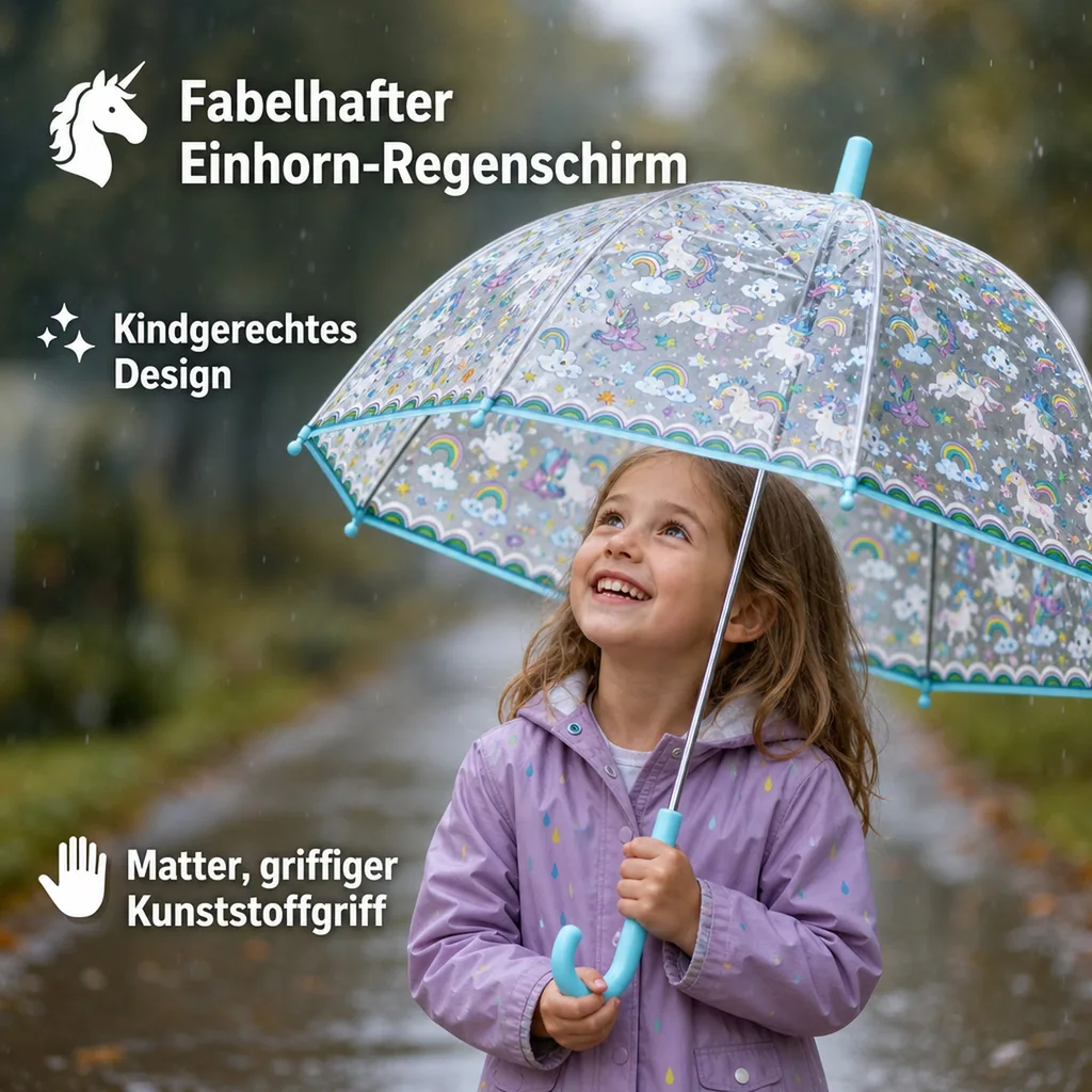 Djeco Kinder Regenschirm Einhorn blau