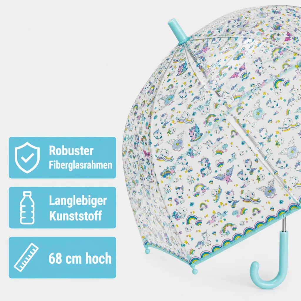 Djeco Kinder Regenschirm Einhorn blau