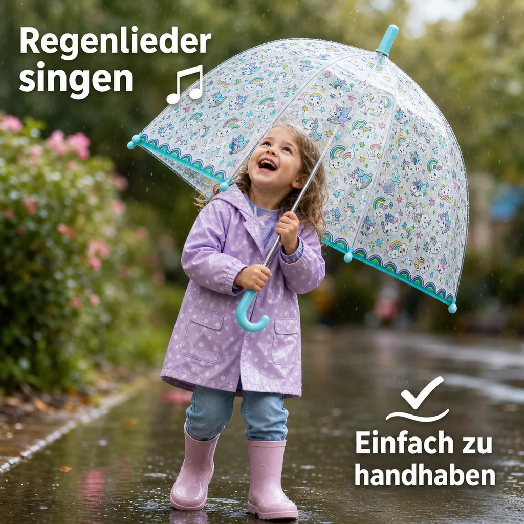 Djeco Kinder Regenschirm Einhorn blau
