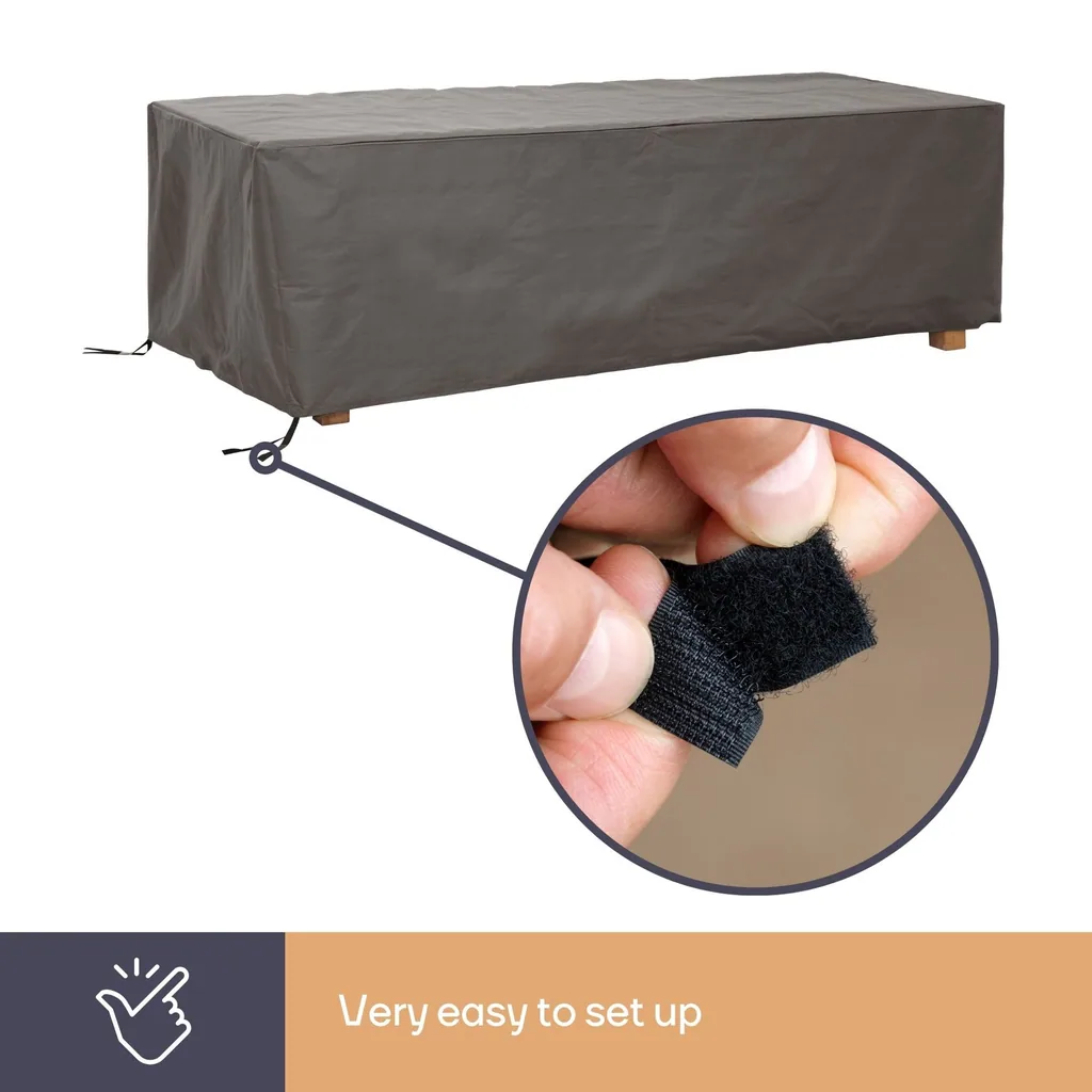 Schutzabdeckung für Gartentisch 145 x 105 x 75 cm, wasserabweisend und UV-beständig, starke Outdoor-Abdeckung gegen Regen und Schmutz, atmungsaktives Gewebematerial, geeignet für Tische bis 140 cm