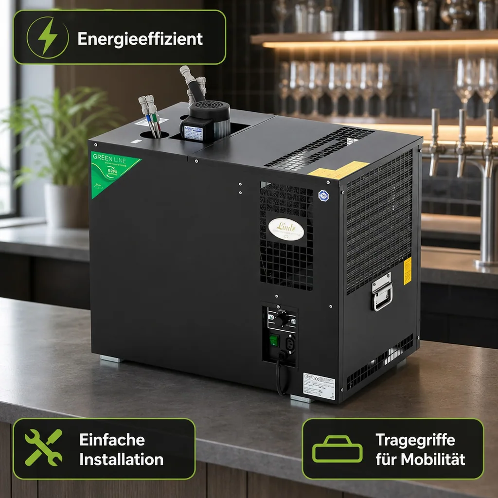 Zapfanlage, AS-200, 8-leitig, Durchlaufkühler, Bierzapfanlage, Nasskühler - Untertheke, Green Line