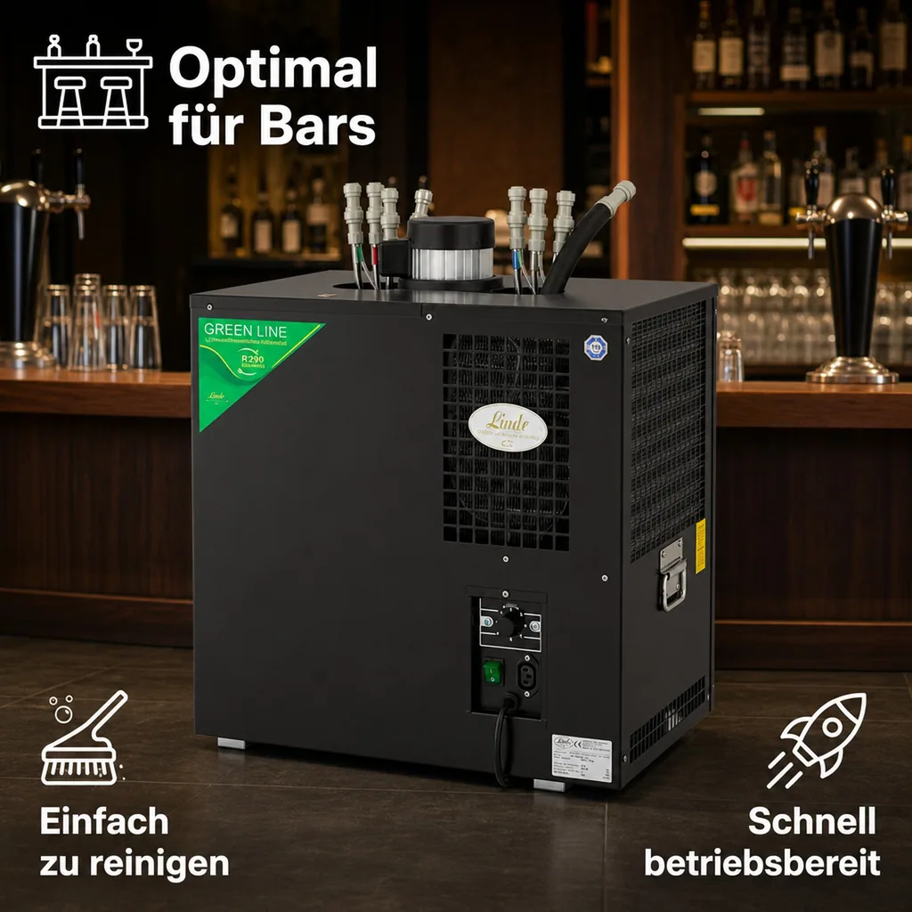 Zapfanlage, AS-200, 8-leitig, Durchlaufkühler, Bierzapfanlage, Nasskühler - Untertheke, Green Line