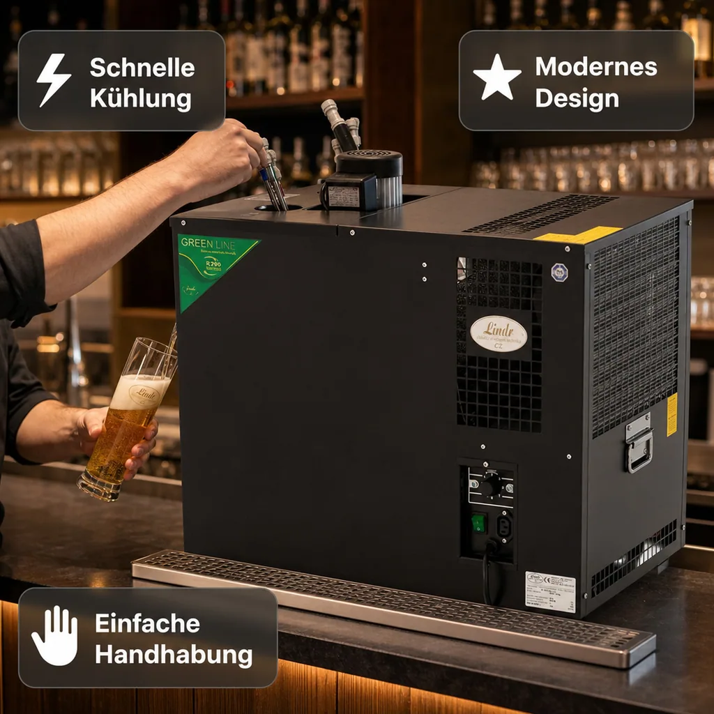 Zapfanlage, AS-200, 8-leitig, Durchlaufkühler, Bierzapfanlage, Nasskühler - Untertheke, Green Line