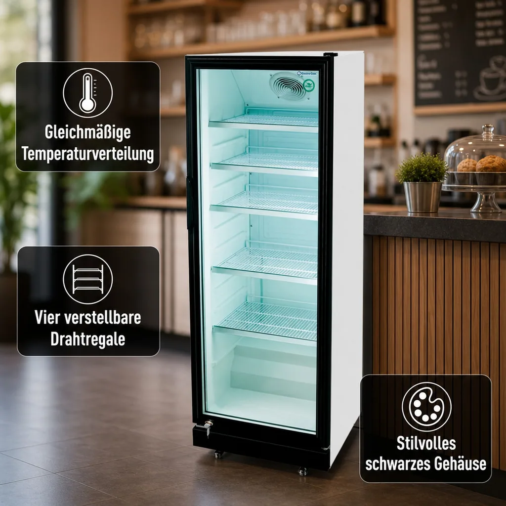 Getränkekühlschrank, Flaschenkühlschrank, Glastürkühlschrank - GCGD360 | Umluftkühlung | 350L | Energieklasse A+