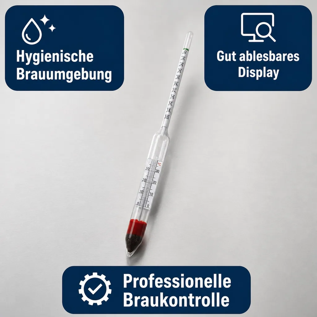 Aräometer, Dichtemesser, Bierwürzespindel - BREWFERM, 0-10 plato + Thermometer