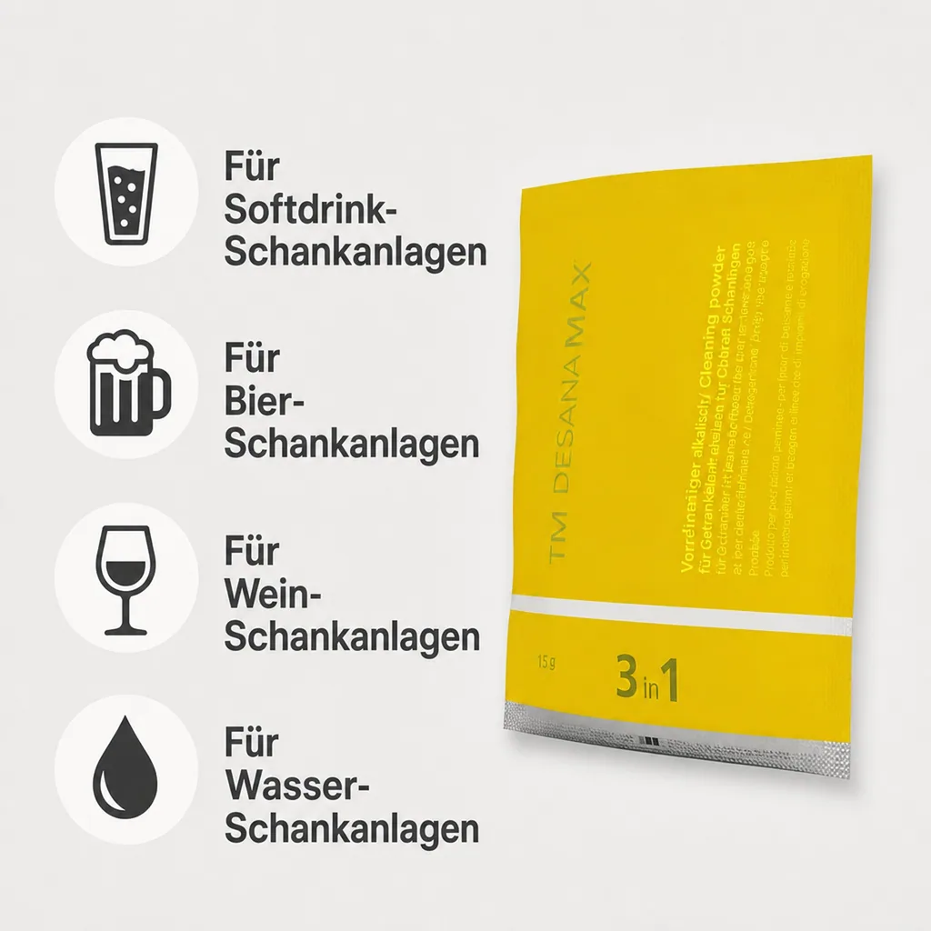 TM Desana Max Reinigungs & Desinfektionsmittel, Desinfektionspulver für Getränkeleitungen, Chemische Leitungsreinigung, Preis pro Stück (35g)