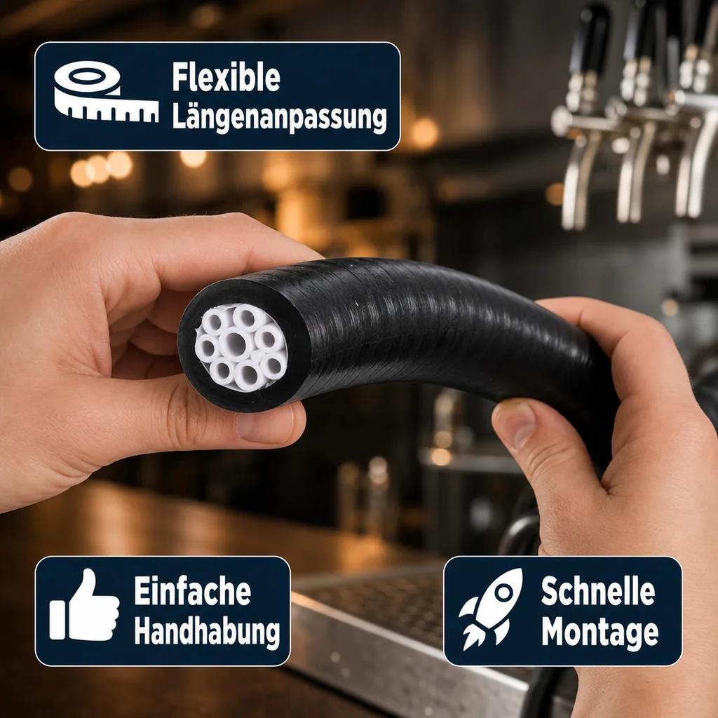 Pythonleitung - Trockenpython für Begleitkühlung (7х12,7mm) mit 13mm Isolierung für 4 Bierleitungen in 7 mm