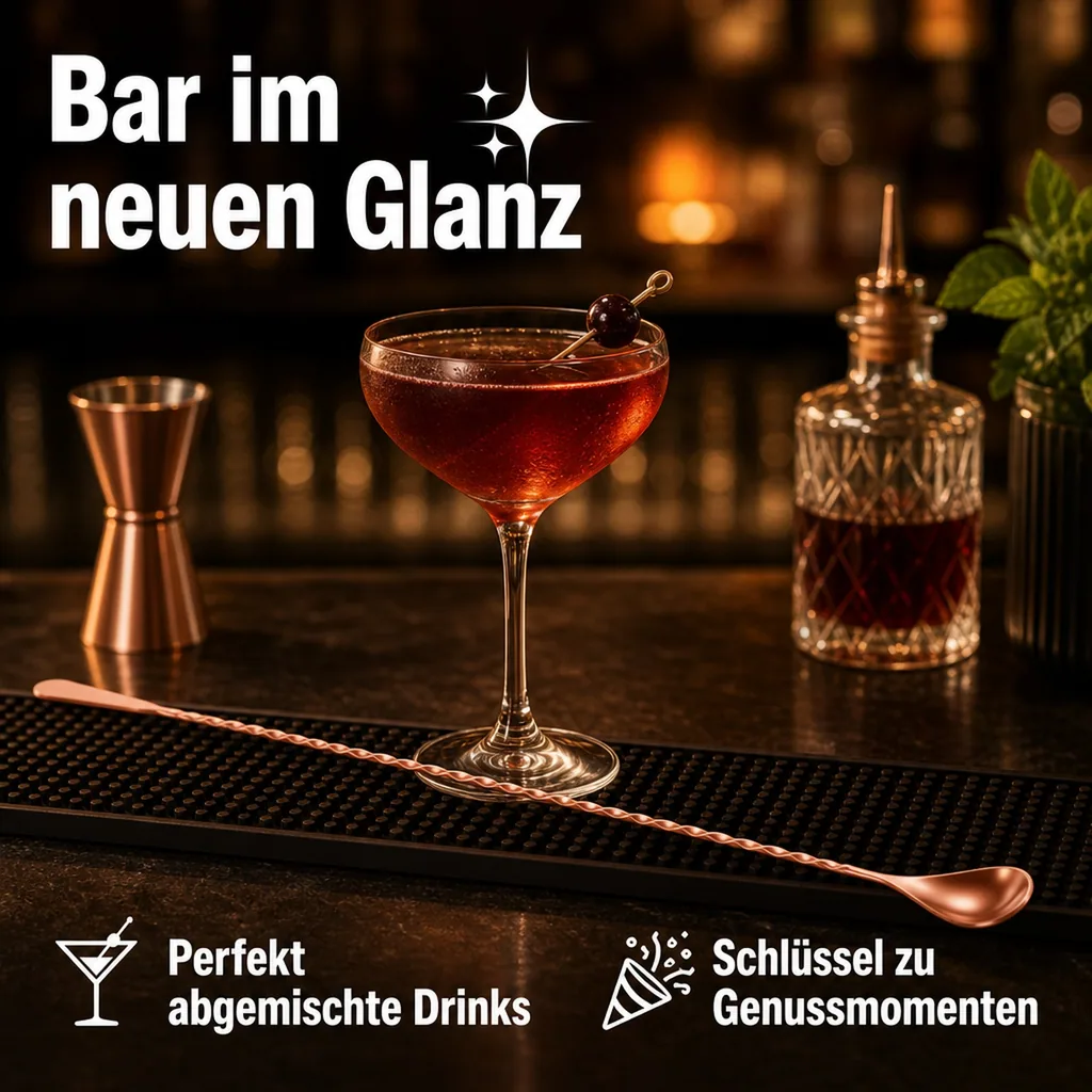 Barlöffel SPATULA mit Spatel Teardrop (45 cm) - Kupferfarbe | Für Cocktails & Longdrinks