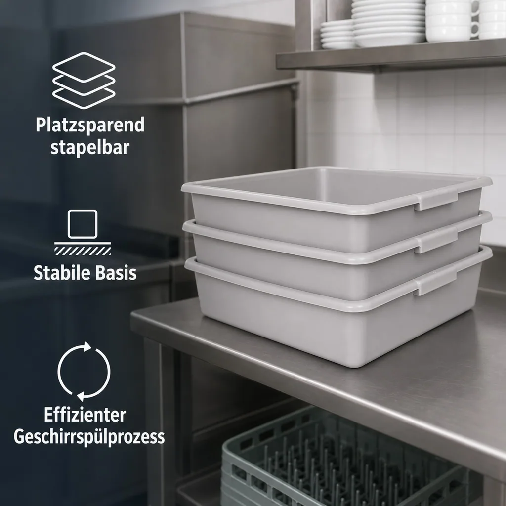 Spülschüssel, Geschirrwanne mit Griffmulden - für Gastronomie & Catering: 51x40x13cm