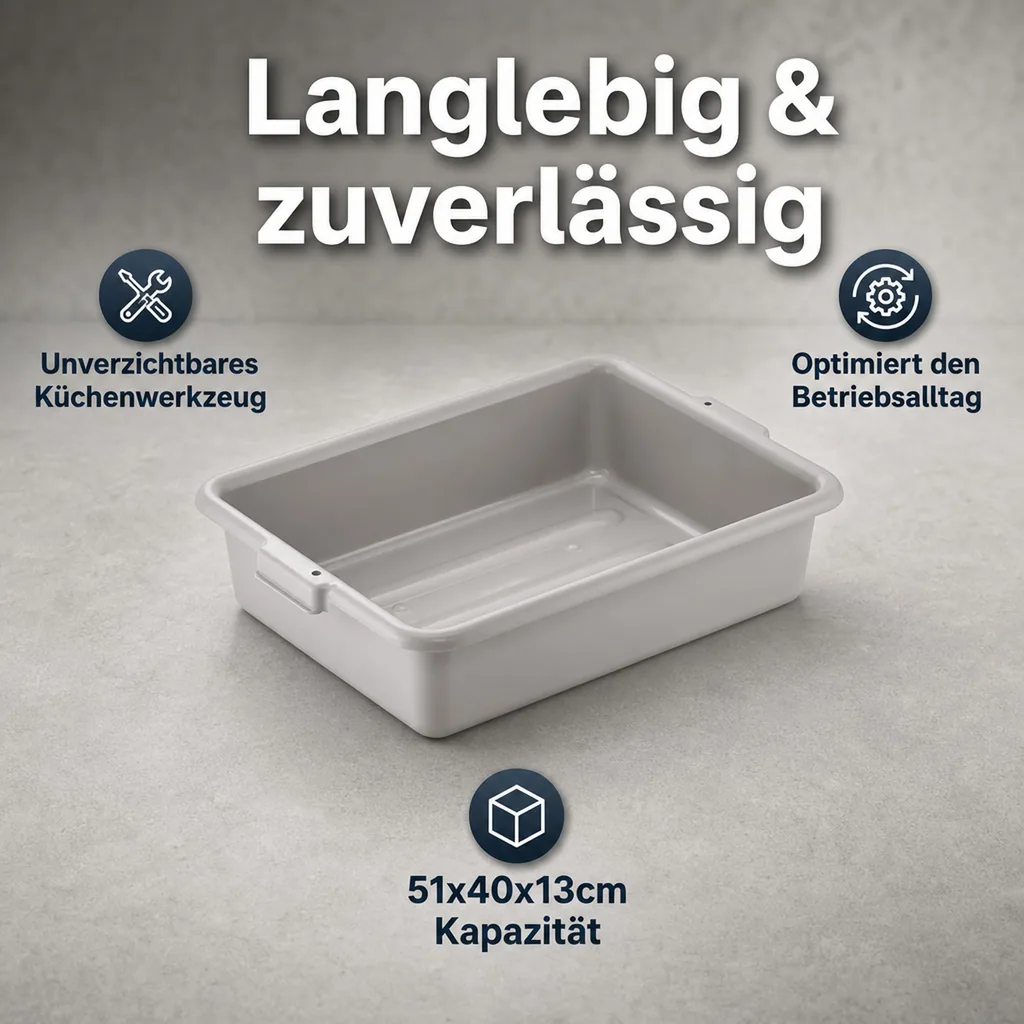 Spülschüssel, Geschirrwanne mit Griffmulden - für Gastronomie & Catering: 51x40x13cm