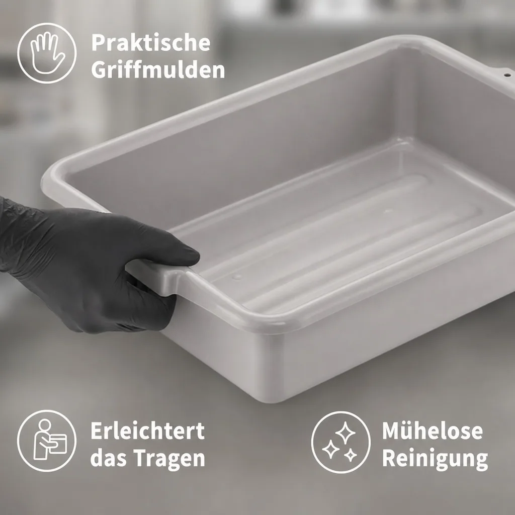 Spülschüssel, Geschirrwanne mit Griffmulden - für Gastronomie & Catering: 51x40x13cm