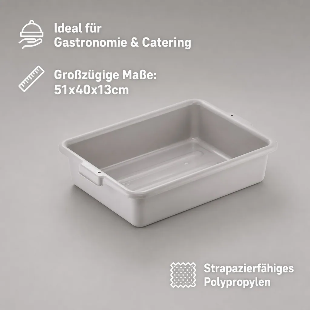 Spülschüssel, Geschirrwanne mit Griffmulden - für Gastronomie & Catering: 51x40x13cm