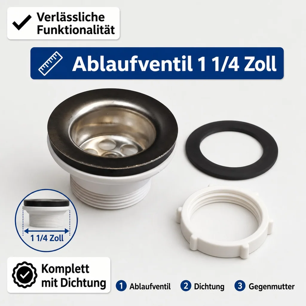 Ablaufventil 1 1/4 Zoll für Spülbecken und Spülwannen