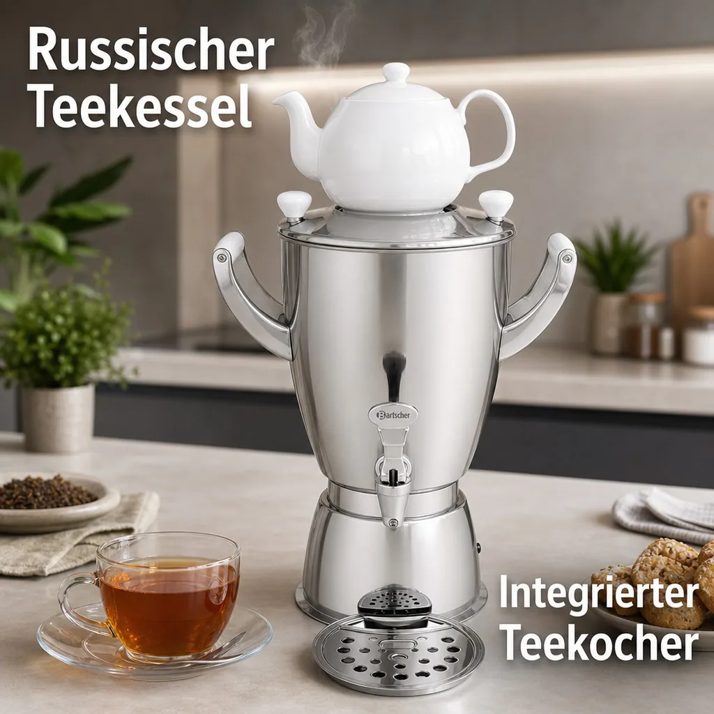 Samowar mit Teekocher, Russischer Teekessel Elektrisch - Odette Blanc