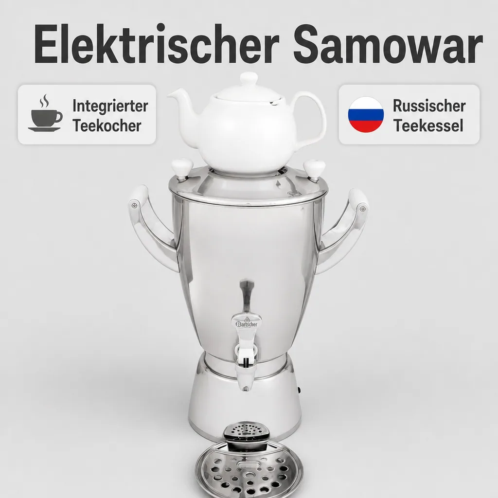 Samowar mit Teekocher, Russischer Teekessel Elektrisch - Odette Blanc