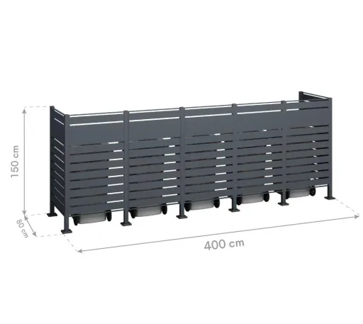 Mülltonnenverkleidung Planum 5er Box, 150 cm, antharzit