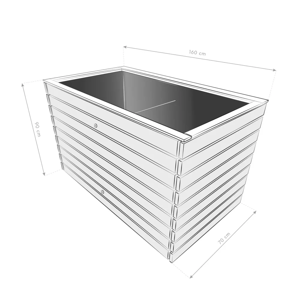 Westmann Hochbeet Asket XL, 160×70×90 cm, Natur – Fichtenholz, rückenschonend