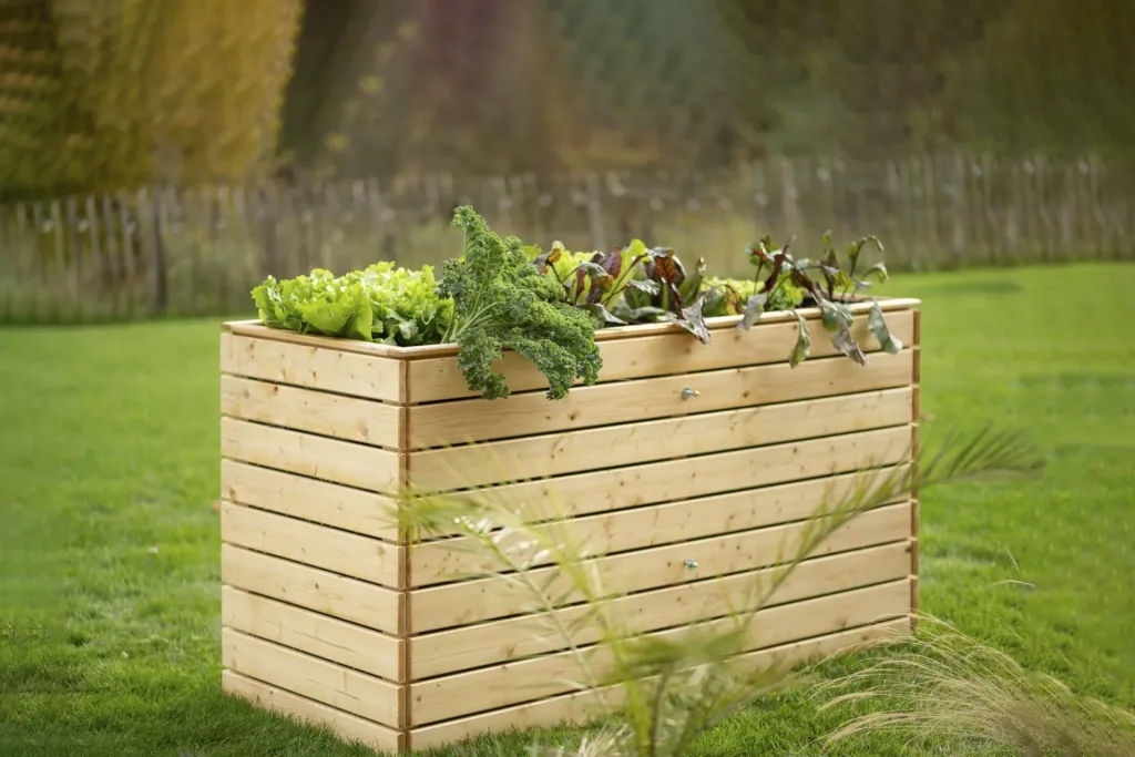 Westmann Hochbeet Asket XL, 160×70×90 cm, Natur – Fichtenholz, rückenschonend