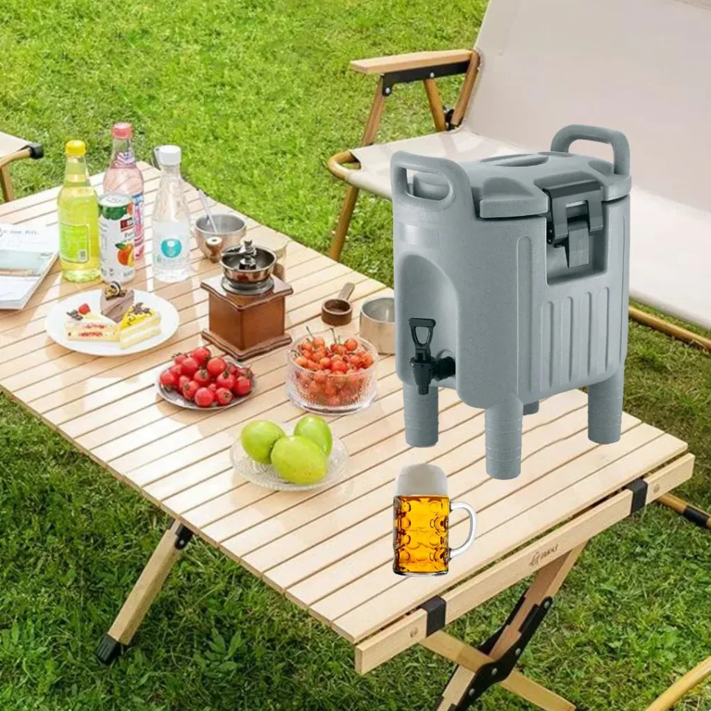 Thermobehälter, Thermogetränkebehälter, Getränkebehälter mit Zapfhahn - Grau, 7,5L