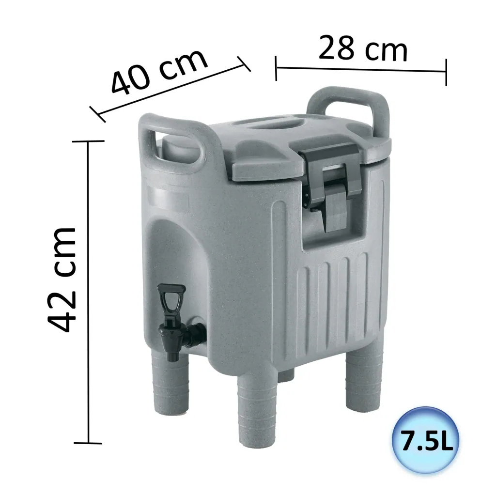Thermobehälter, Thermogetränkebehälter, Getränkebehälter mit Zapfhahn - Grau, 7,5L