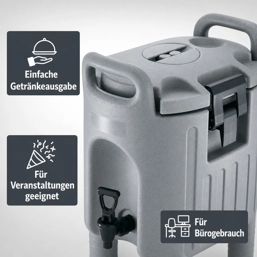 Thermobehälter, Thermogetränkebehälter, Getränkebehälter mit Zapfhahn - Grau, 7,5L