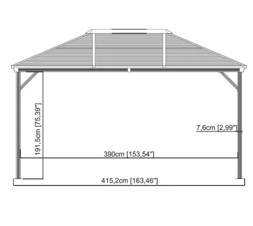 Sojag Pavillon Verona 1014 422,5×298,3×261 cm Anthrazit – Hardtop mit 6-mm-Polycarbonatdach