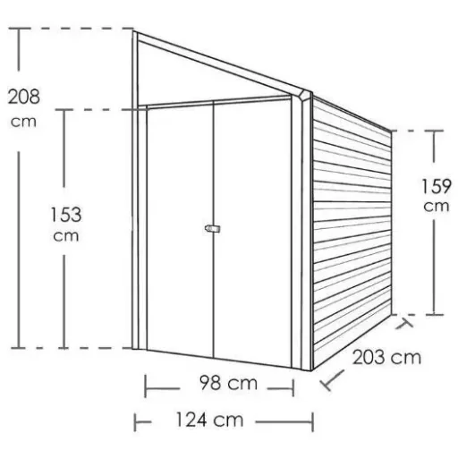 Spacemaker Gerätehaus Anlehnhaus 47 203×124×208 cm Grau – Pultdach & Doppeltür, verzinkter Stahl