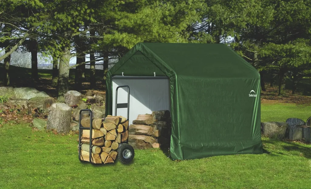 ShelterLogic Folien-Gerätehaus / Zeltgarage 1,8 × 1,8 m Grün – wetterfeste PE-Plane, 3,24 m²