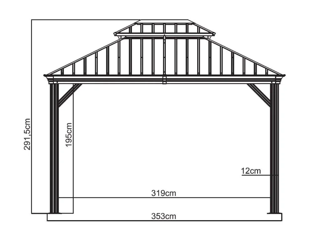 Sojag Aluminium Pavillon Messina 10×12 ft Anthrazit - mit HardTop