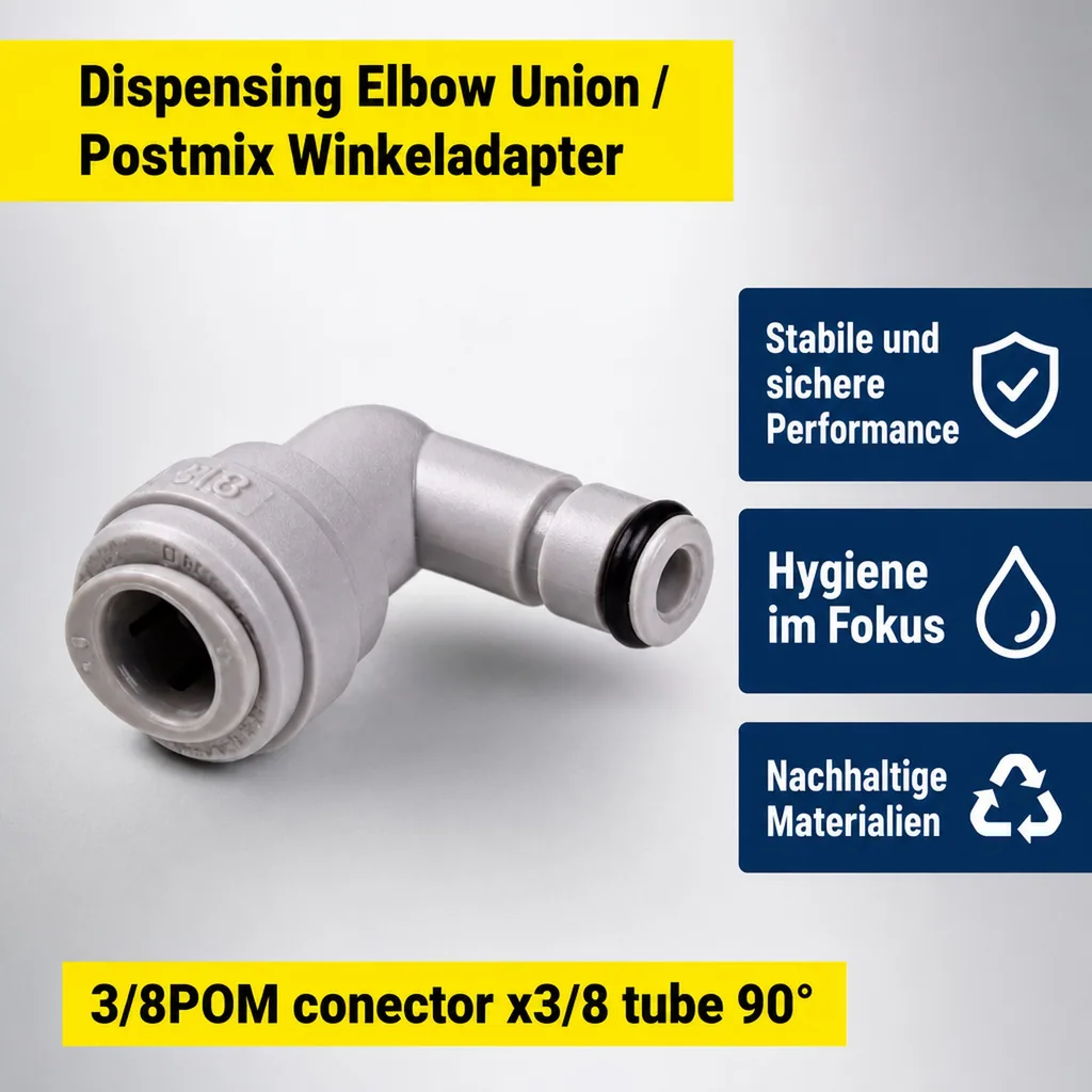 Postmix Winkeladapter 3/8POM conector x 3/8 tube 90°