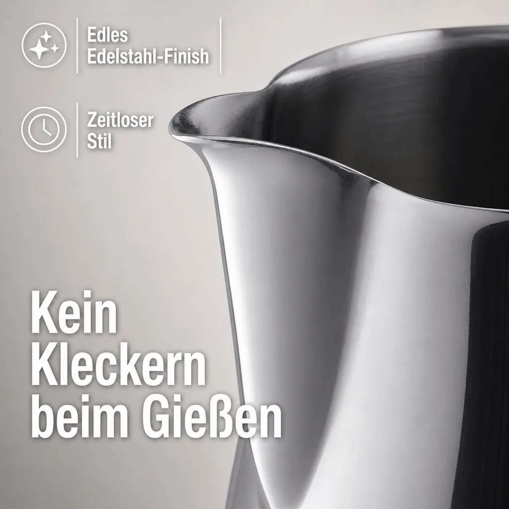 Edelstahl Milchkännchen (500 ml) | Gießer für Milch & Milchschaum | Spülmaschinengeeignet