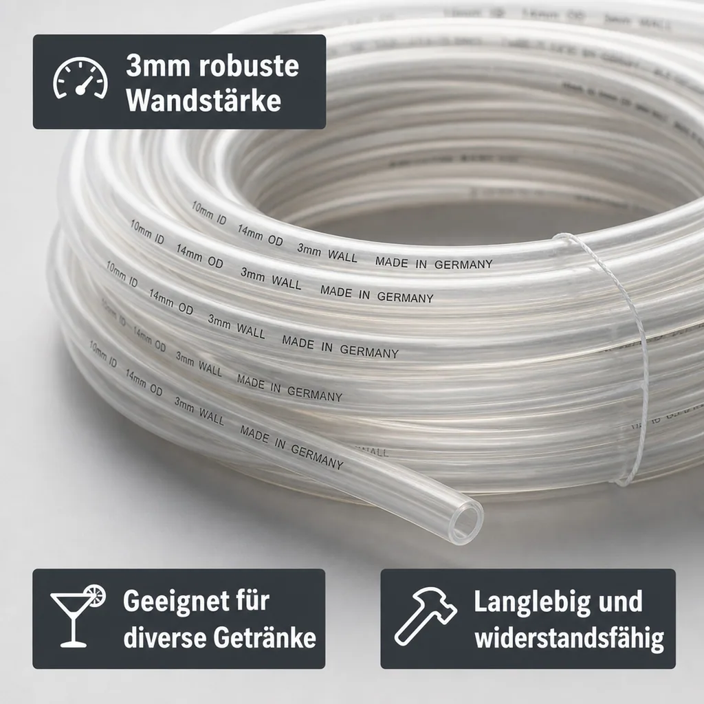 Bierschlauch, Bierleitung - Meterware, Weich, Glasklar - 10mm