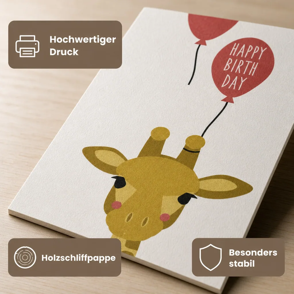 Ava & Yves Postkarte Geburtstag Giraffe