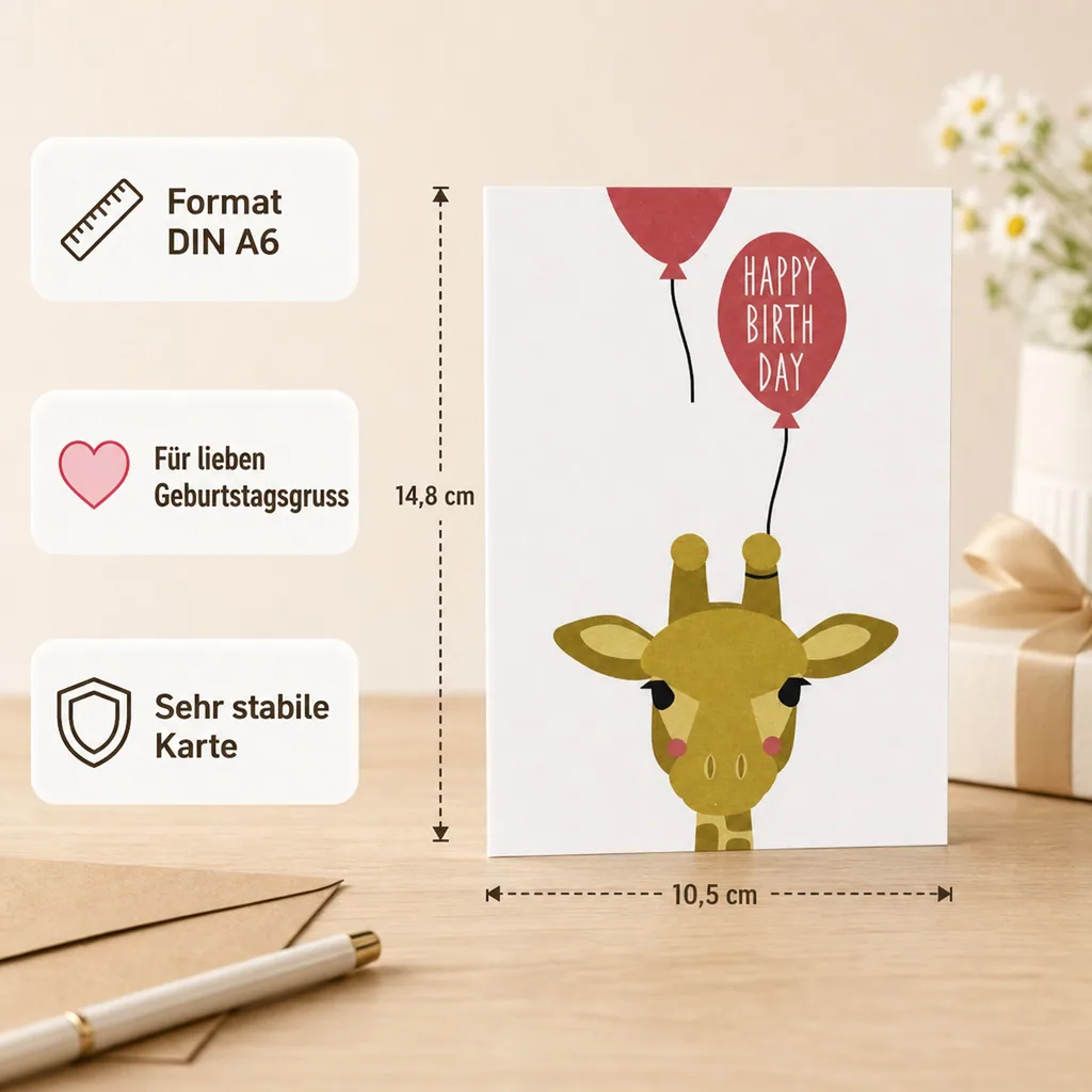 Ava & Yves Postkarte Geburtstag Giraffe