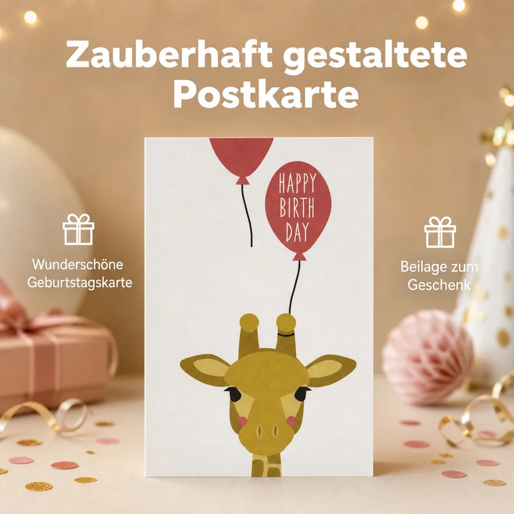 Ava & Yves Postkarte Geburtstag Giraffe