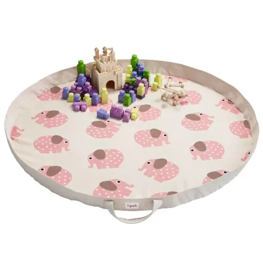 3 Sprouts Spielmatte / Spielzeugsack Elefanten rosa