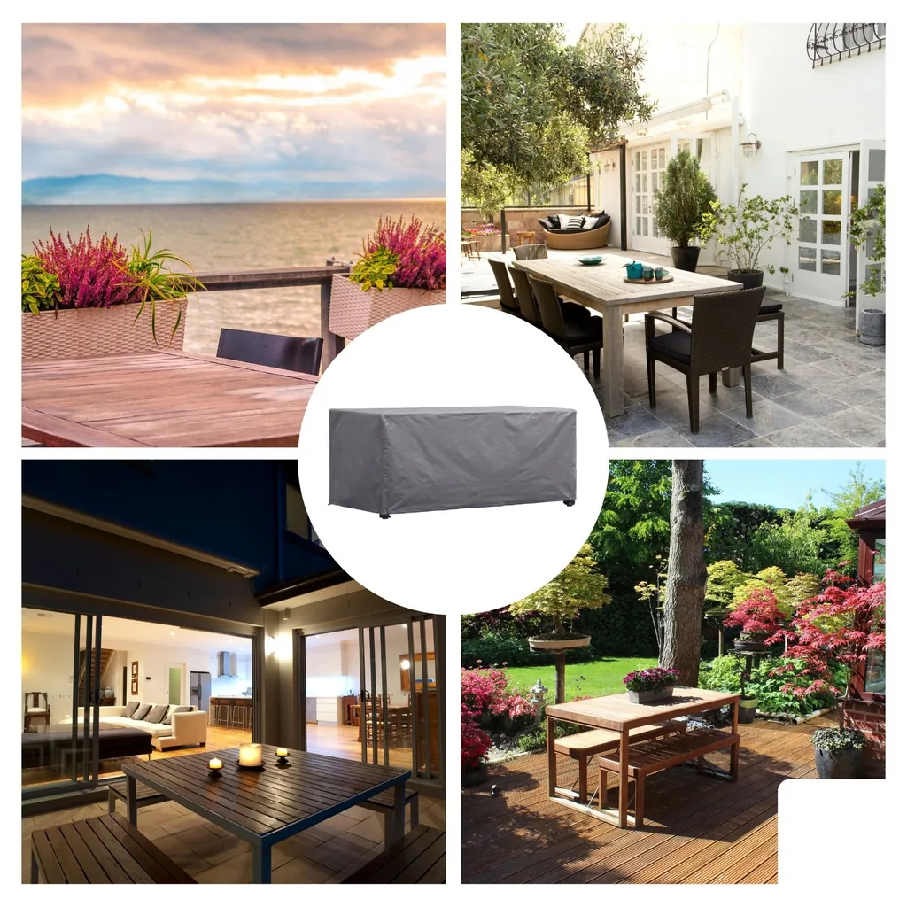 Outdoor Tischabdeckung 225 x 105 x 75 cm, wasserdichte und UV-beständige Schutzhülle für Gartentische bis 220 cm, strapazierfähiges gewebtes Material, wetterfester Schutz gegen Regen, Schmutz und Sonne