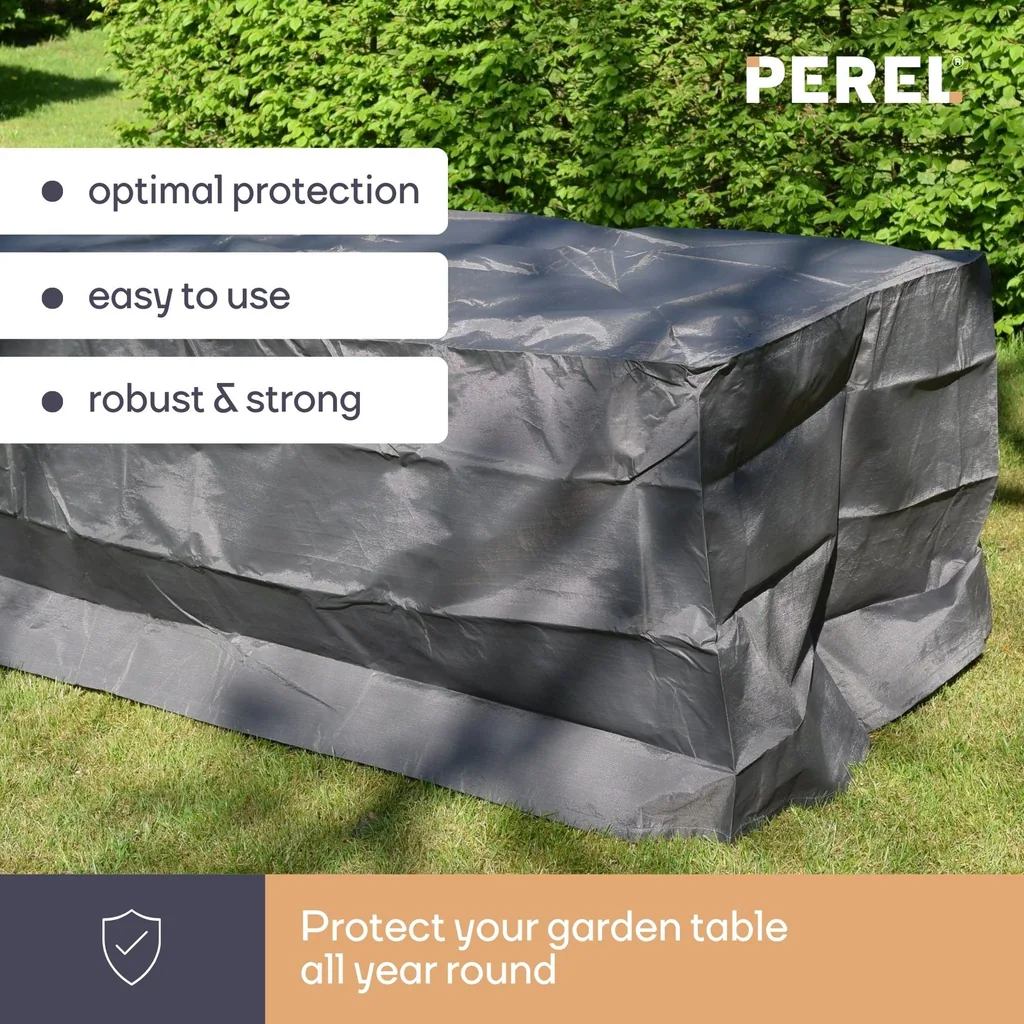 Outdoor Tischabdeckung 225 x 105 x 75 cm, wasserdichte und UV-beständige Schutzhülle für Gartentische bis 220 cm, strapazierfähiges gewebtes Material, wetterfester Schutz gegen Regen, Schmutz und Sonne