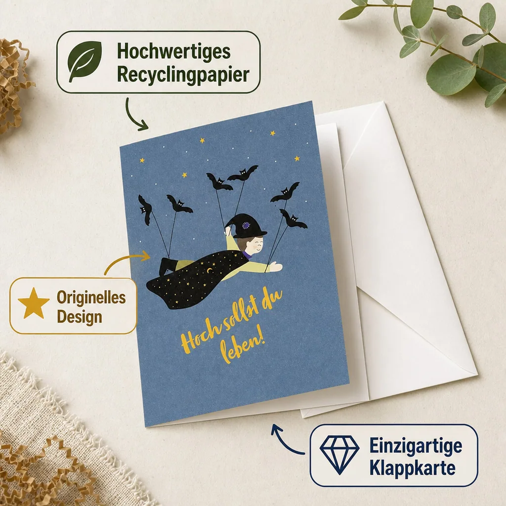 Ava & Yves Glückwunsch Klappkarte Magier