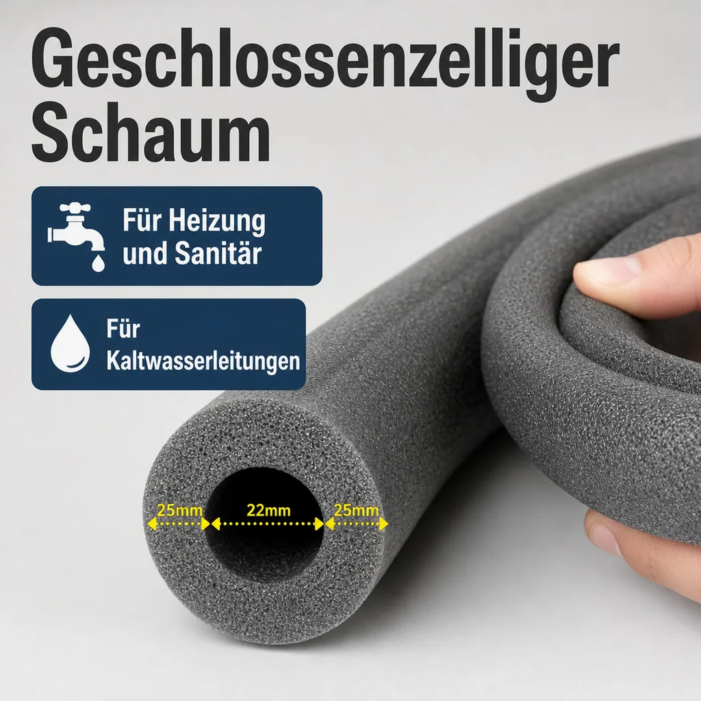 Rohrisolierung, 1m, Ø 22 mm x 25 mm, Isolierschlauch