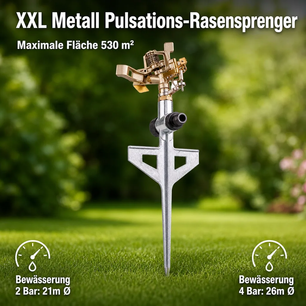 XXL Metall Pulsations-Rasensprenger mit Erdspieß