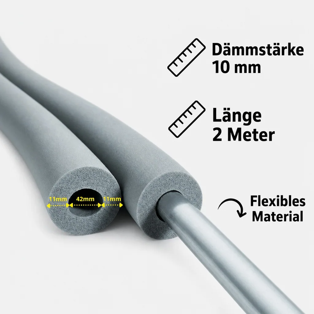 Rohrisolierung, Kautschuk, 42mm, 10mm, 2m, Heizungsrohrisolierung