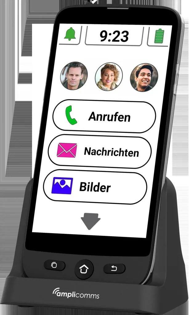 Senioren Smartphone M510-C mit Ladeschale, SOS Armband und Schutzhülle