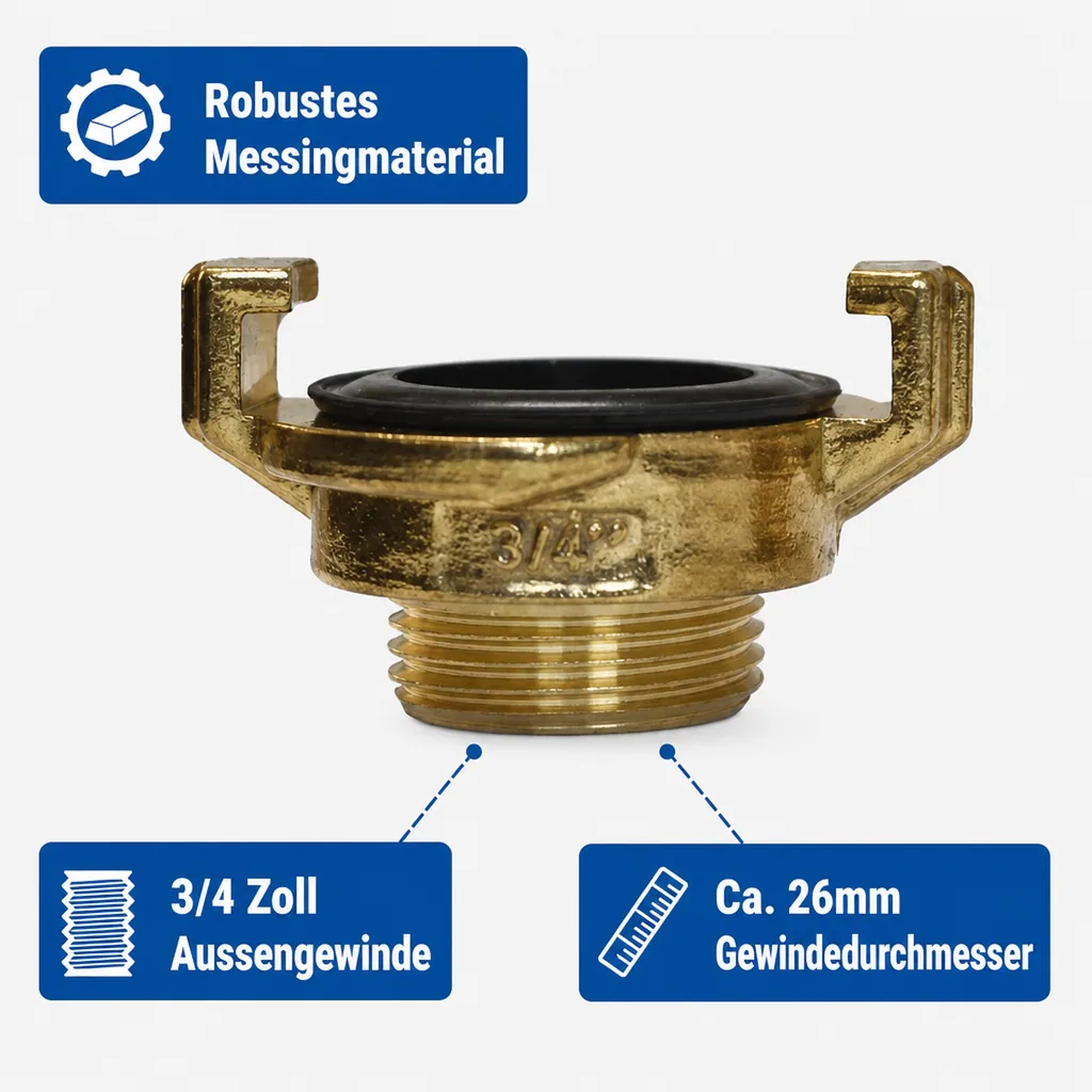 Messing  Gewindestück 3/4" Aussengewinde