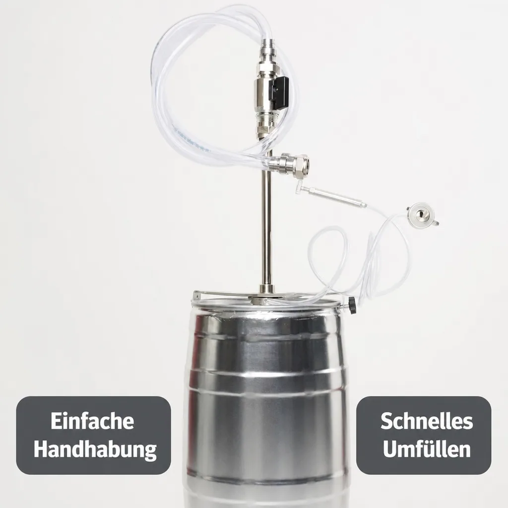 Füllgerät für 5-Liter-Partyfass - Bier umfüllen mit Gegendruck & ohne Kohlensäureverlust