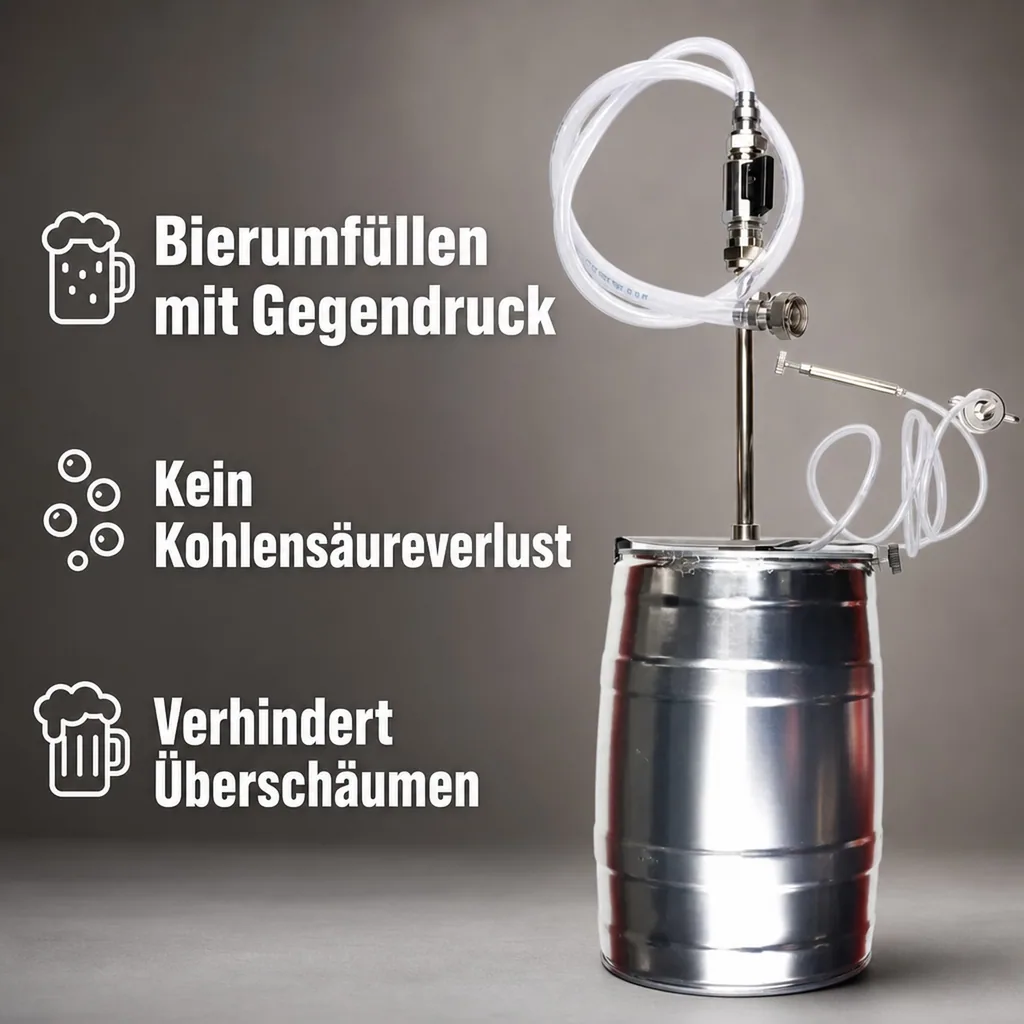 Füllgerät für 5-Liter-Partyfass - Bier umfüllen mit Gegendruck & ohne Kohlensäureverlust